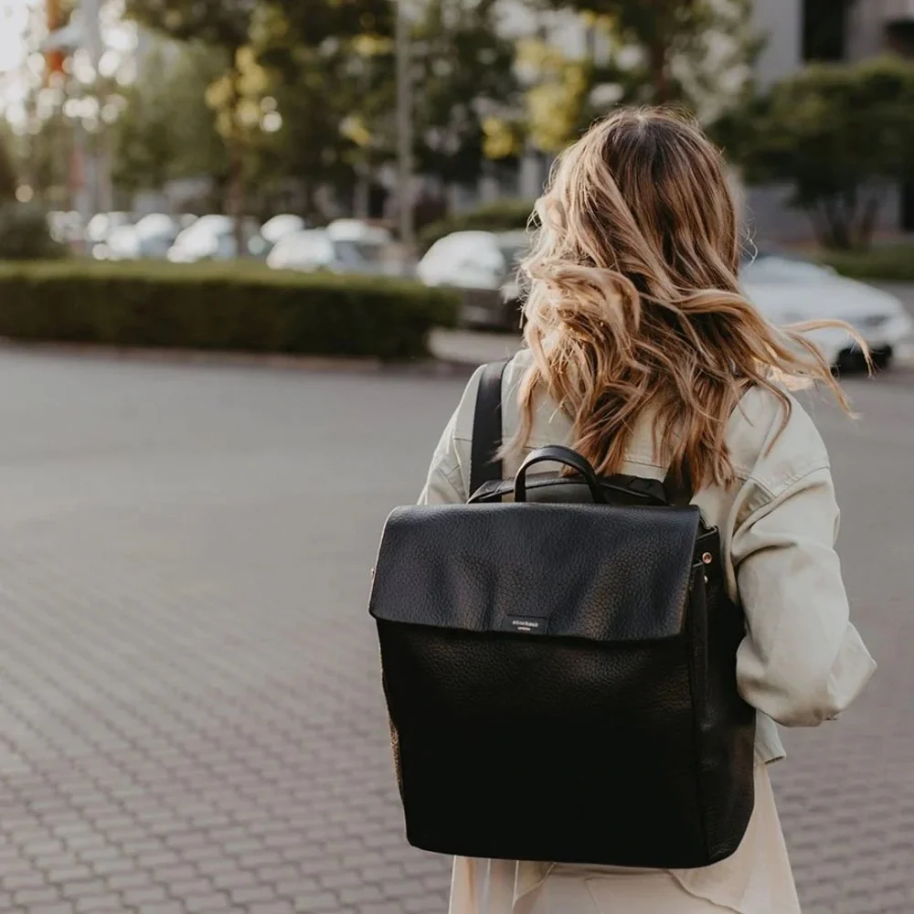 Storksak St. James Leather Diaper Bag Backpack - Picture 3 of 12
